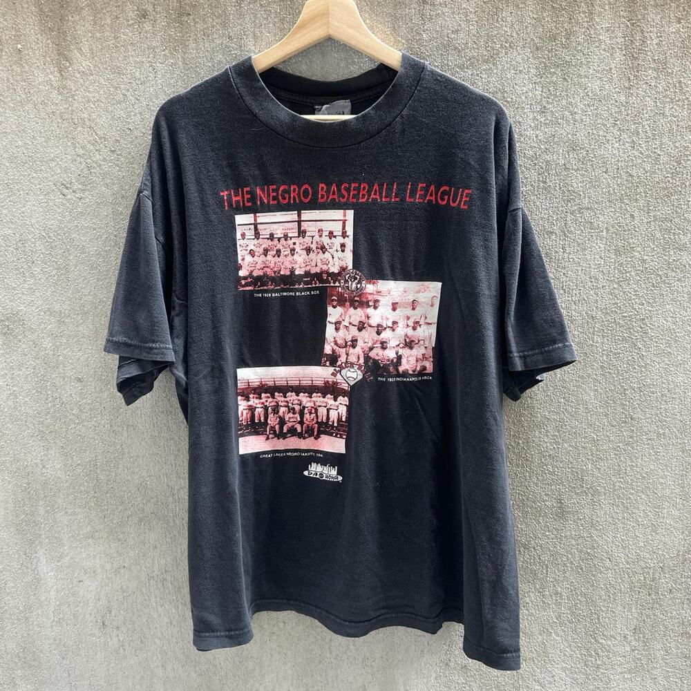 Vintage Tee Shirt 90s The Negro Baseball League Black Cotton Size XL